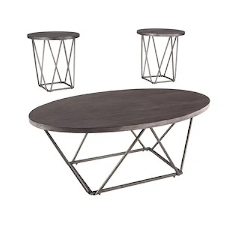 Contemporary Round Occasional Table Group with Metal Legs