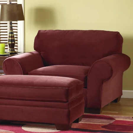 Contemporary Chair and a Half with Rolled Arms