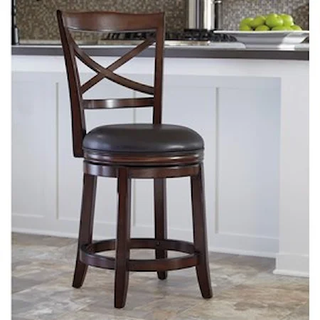 Counter Height X-Back Upholstered Swivel Barstool