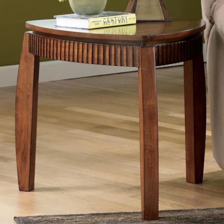 Triangle End Table with Fluted Apron Details