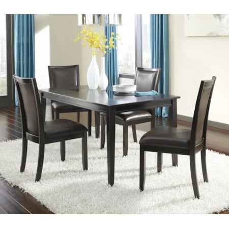 5-Piece Rectangular Dining Table Set with Brown Chairs