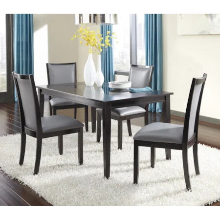 5-Piece Rectangular Dining Table Set with Gray Chairs