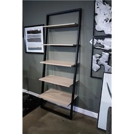 Leaning Metal 74" Bookcase with Melamine Shelves