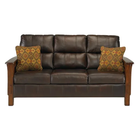 Sofa with Wood Trim Arms