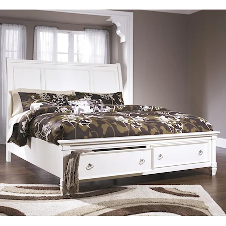 King Sleigh Bed with Storage Footboard