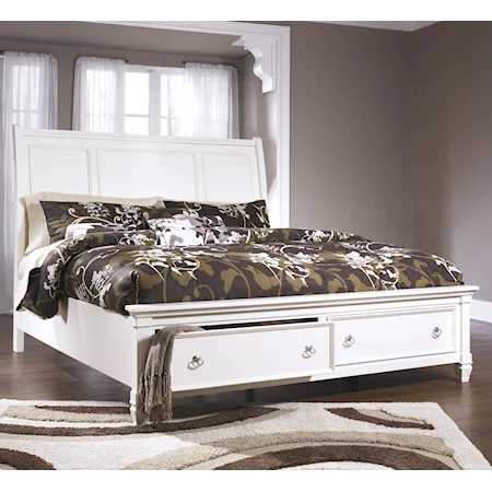 Queen Sleigh Bed with Storage Footboard