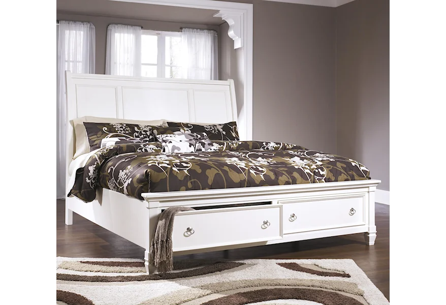 Prentice Queen Sleigh Bed with Storage Footboard by Millennium at VanDrie Home Furnishings
