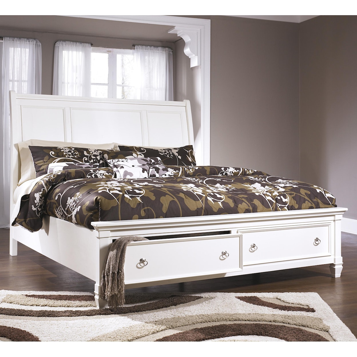 Millennium Prentice Cal King Sleigh Bed with Storage Footboard