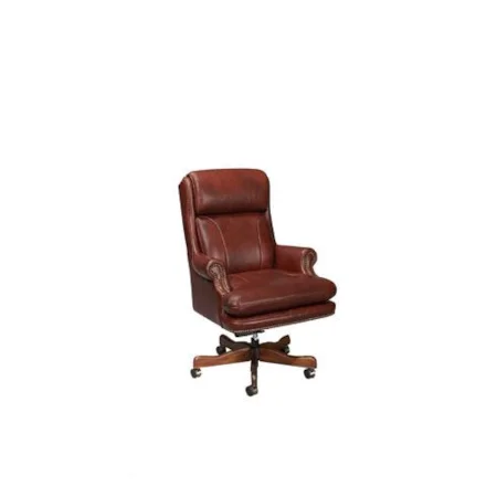 Deven Office Chair with Exposed Wood Feet on Rollers