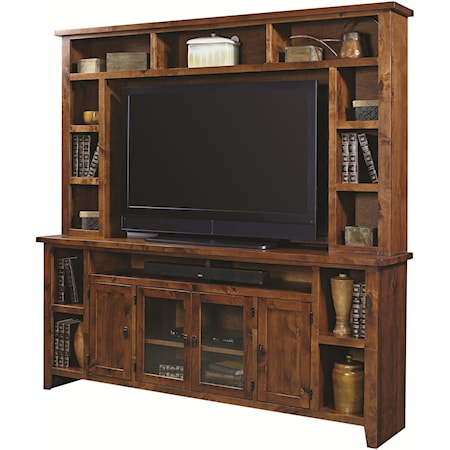 Entertainment Wall Unit with 4 Doors and Hutch Shelving