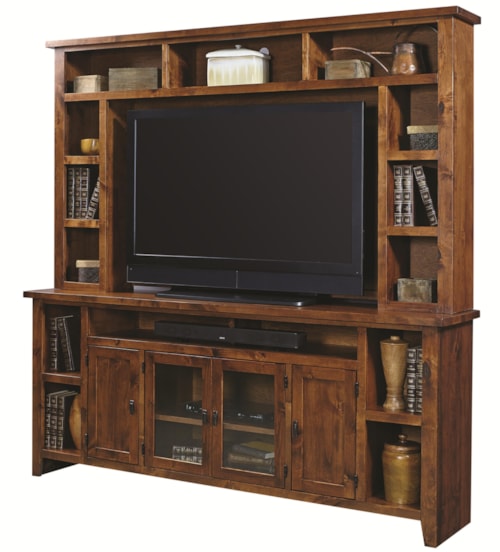 Entertainment Wall Unit with 4 Doors and Hutch Shelving