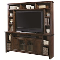 Entertainment Wall Unit with 4 Doors and Hutch Shelving