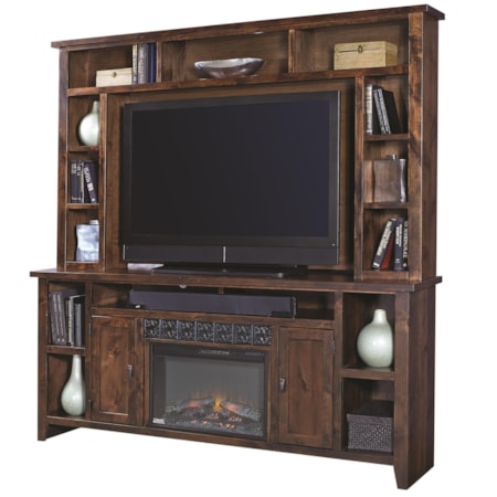 84" Fireplace Console with Hutch