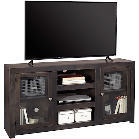 Contemporary 65" TV Console with Glass Doors