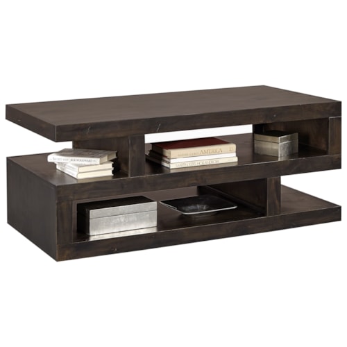Contemporary Cocktail Table with Shelving