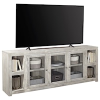 Contemporary 84" TV Console with Glass Doors