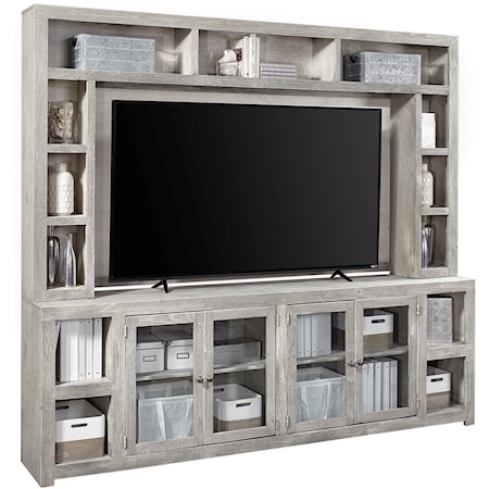Contemporary 97" Console and Hutch with Open Shelving
