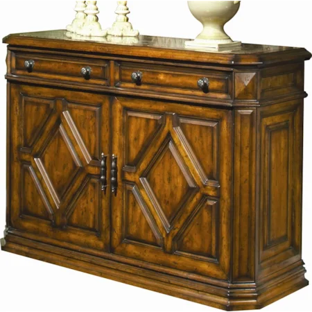 2 Drawer and 2 Door Bar with Decoratvie Shaped Moldings