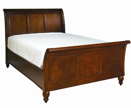 California King Sleigh Bed with Classic Turned Feet & Panel Details