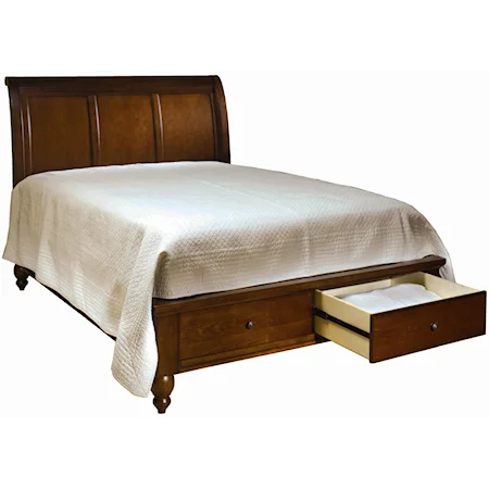 Queen Sleigh Bed With Storage Drawers and USB Ports