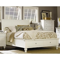 King-Size Bed with Sleigh Headboard & Drawer Storage Footboard