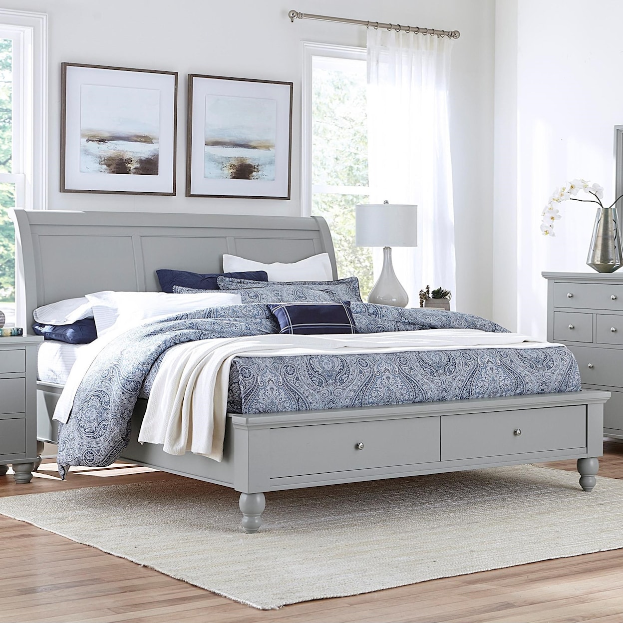 Aspenhome Cambridge Queen Sleigh Bed With Storage Drawers