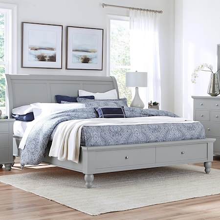 King Sleigh Bed With Storage Drawers