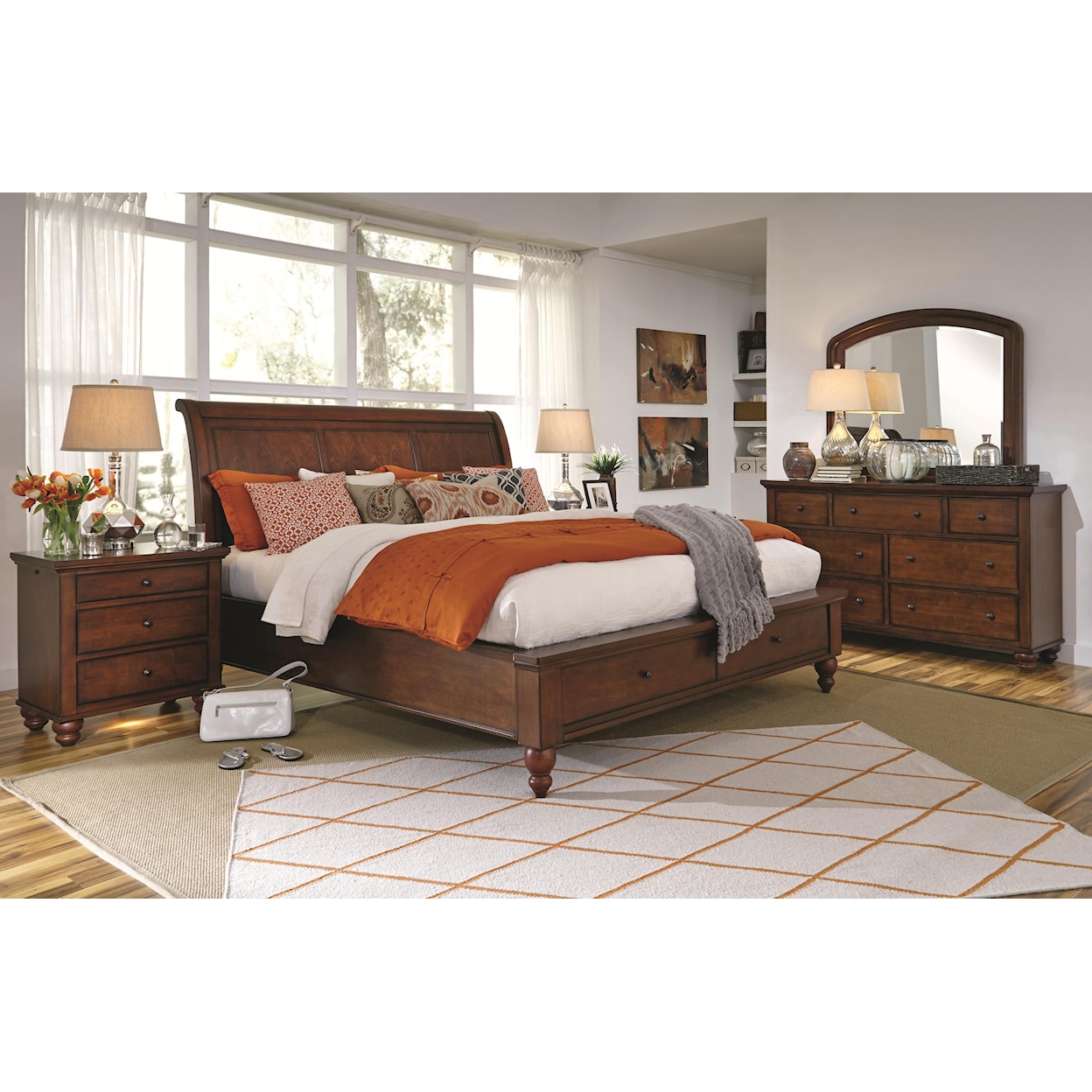 Aspenhome    King Storage Sleigh Bed