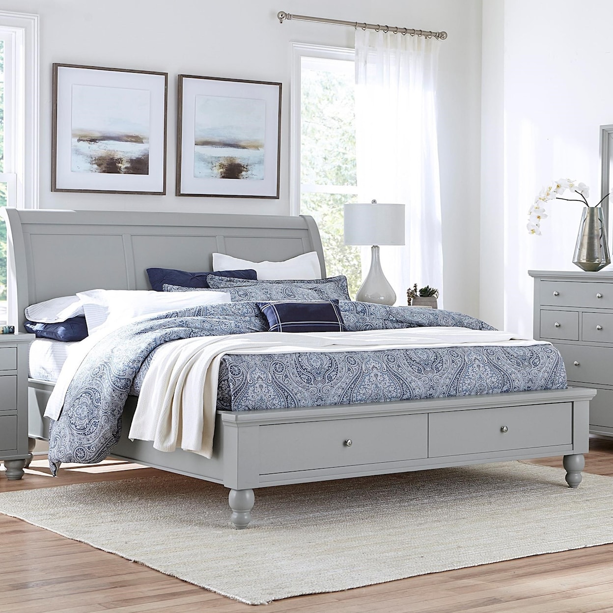 Aspenhome Cambridge CHY King Storage Sleigh Bed