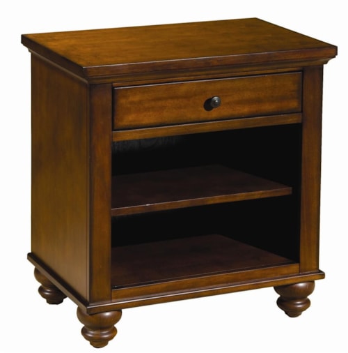 Transitional 1-Drawer Nightstand with Adjustable Shelves