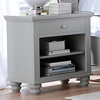 One Drawer Night Stand with Two Shelves