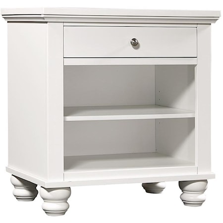 One Drawer Night Stand with Two Shelves