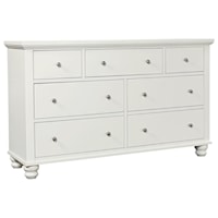 7 Drawer Double Dresser with Turned Feet