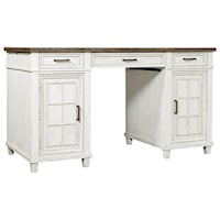 Farmhouse Counter Height Desk with Pullout Work Surface and 2 AC Outlets