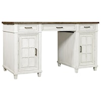 Counter Height Crafting Desk with Pullout Work Surface and Built-In Outlets