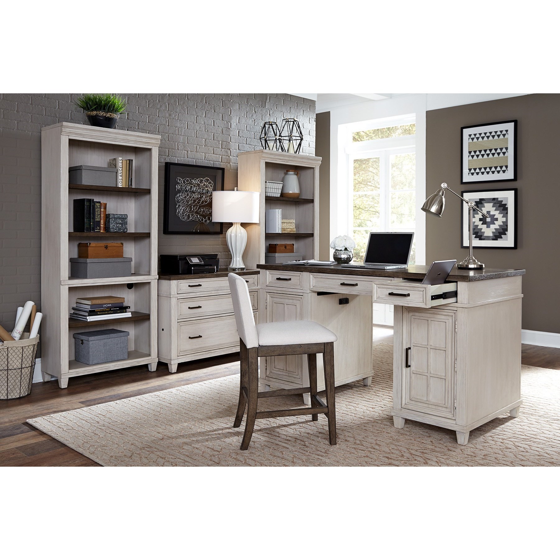 counter height desk with hutch