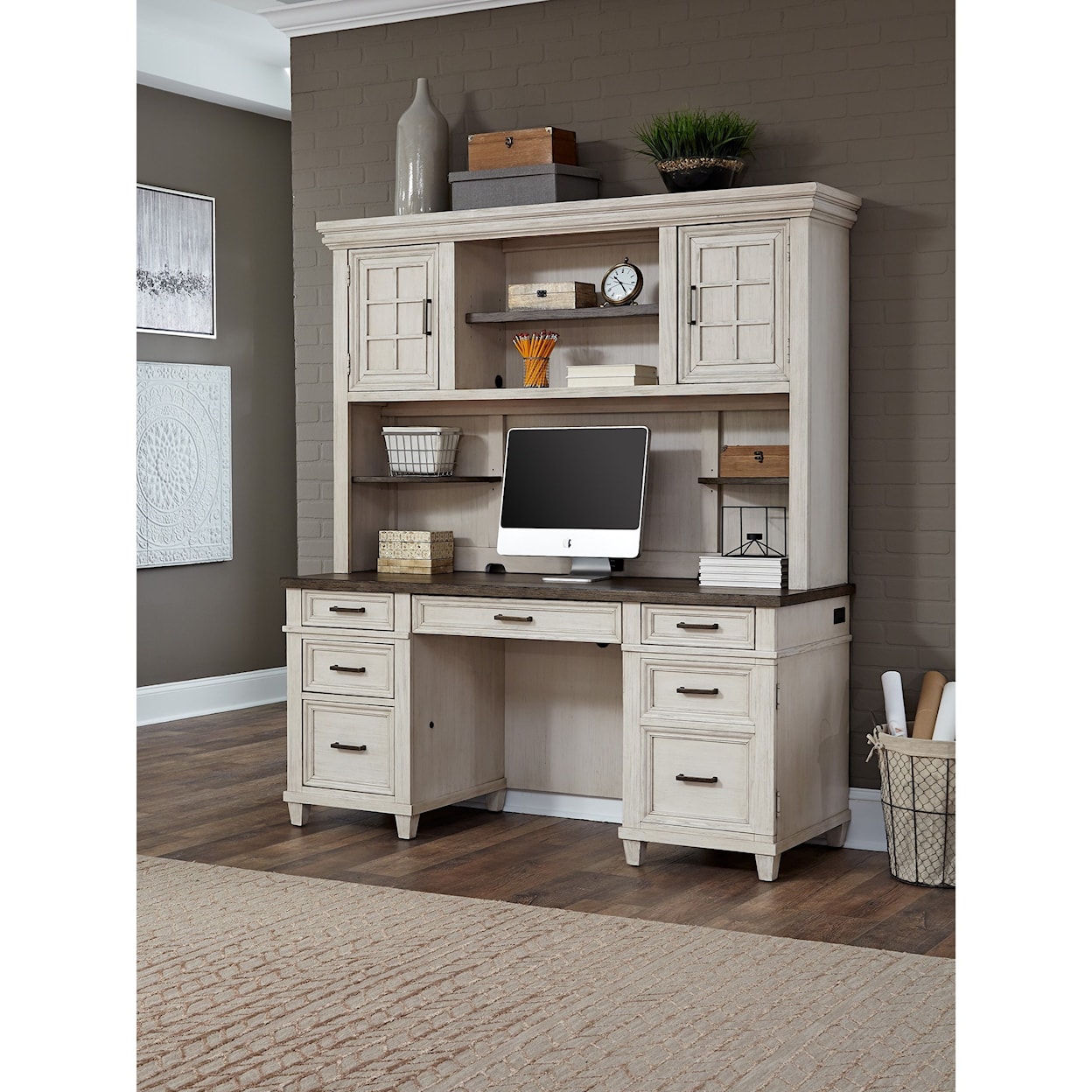 Aspenhome Caraway Credenza Desk and Hutch