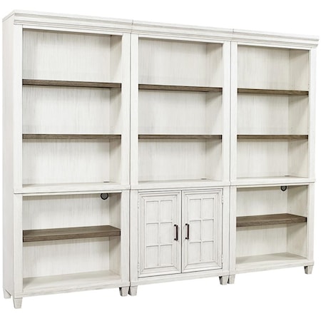 Farmhouse Bookcase Wall with Adjustable/Removable Shelving