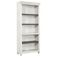 Farmhouse Bookcase with Open Storage and Adjustable Shelves