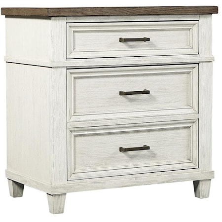 Farmhouse Nightstand with Felt-Lined Drawers and AC Outlets