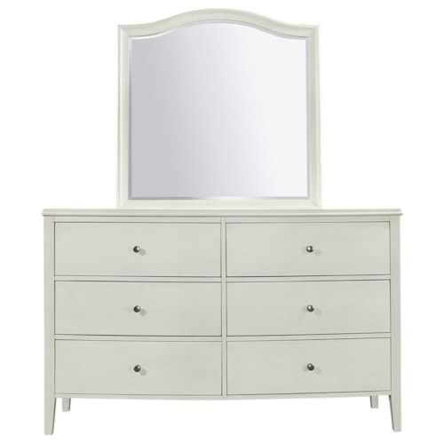 Transitional 6 Drawer Dresser with Mirror
