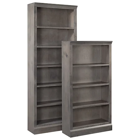 Transitional 84" Bookcase with 5 Fixed Shelves