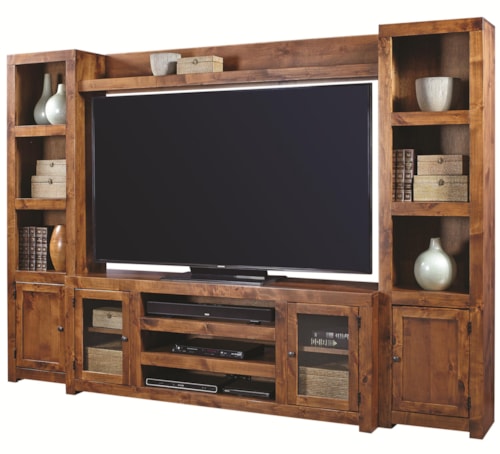 Entertainment Wall with 4 Doors and Open Shelving