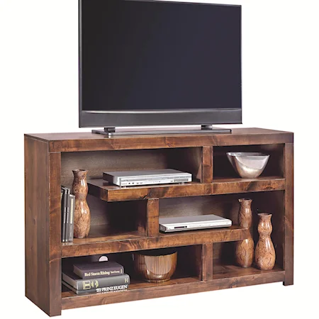 60 Inch Open Console with Geometric Shelving