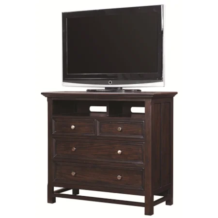 Liv360 Entertainment Chest with Built-In Workstation, AC Outlets and Open Component Areas
