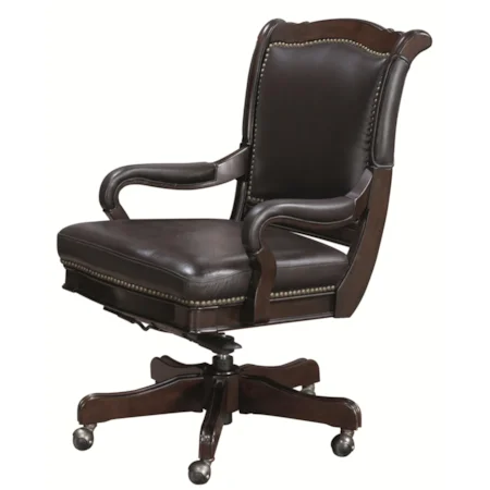 Executive Leather Office Chair with Gas Lift, Knee Tilt and 5-Star Caster Base