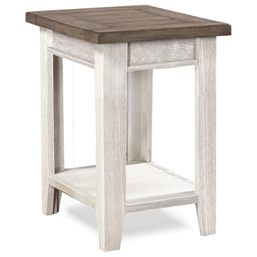 Farmhouse Chairside Table with Two-Tone Finish