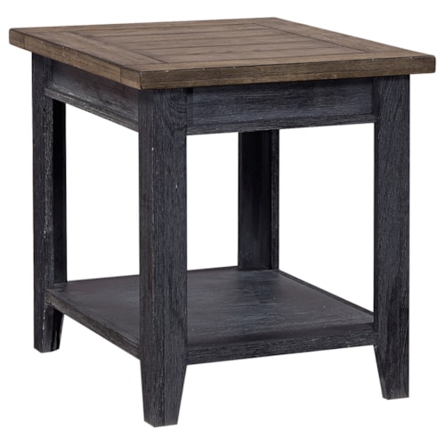 Farmhouse End Table with Two-Tone Finish