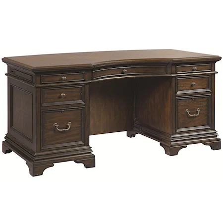 Curved Executive Desk with 7 Drawers