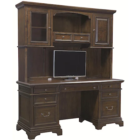 Credenza and Hutch with 5 Drawers